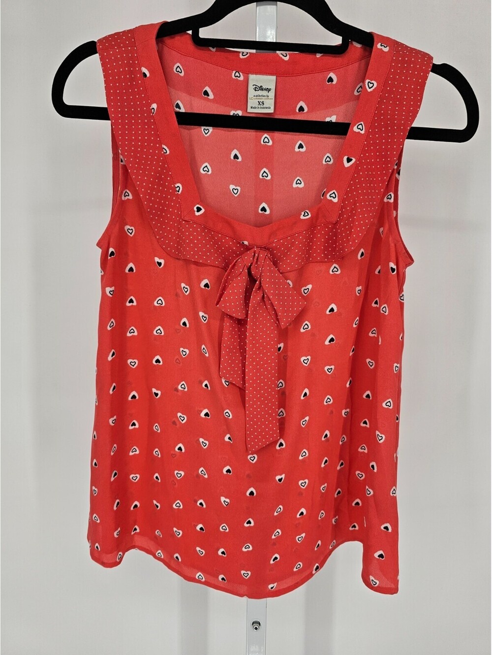 Disney Lauren Conrad Womens XS Sleeveless Polyester Polka Dot Heart Blouse